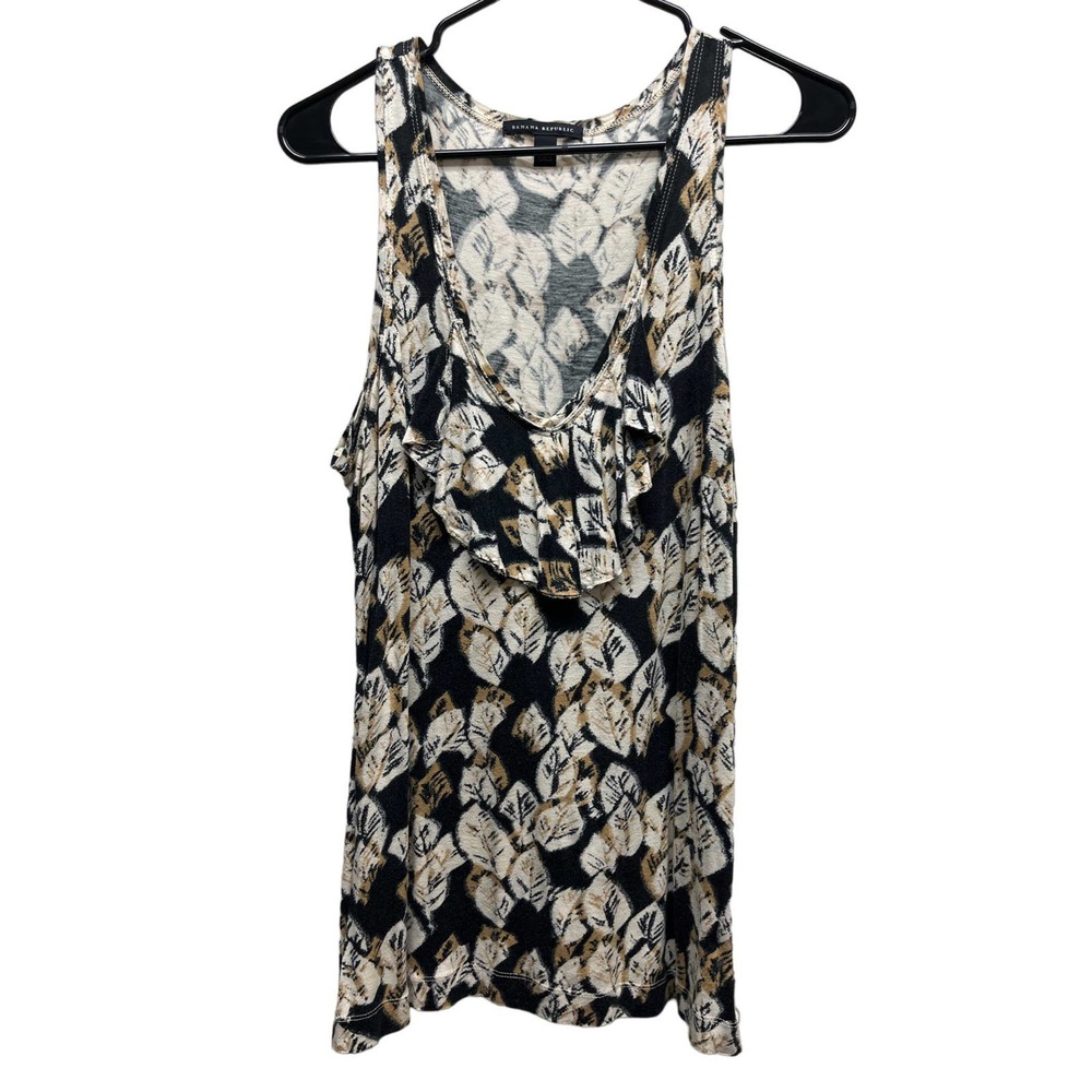 Banana Republic - Leaf, Ruffled Swoop Neck Tank - Size Large
